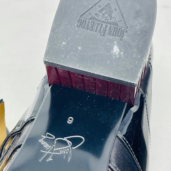 John Fluevog Black Burgundy Navy Red Patent Leather Shoe - Picture 8 of 12